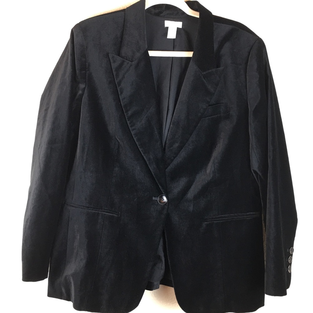 Chico's Women's Black Velvet Blazer Jacket Classic Style Size 2/Medium